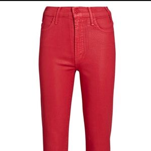 MOTHER The Hustler Coated Ankle Fray Jeans SIZE 29 red
